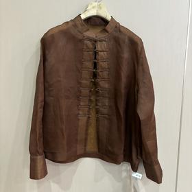 【抖音专属】套装（中式小衫23710347-緅絺+直筒裤（23709349-椒褐）