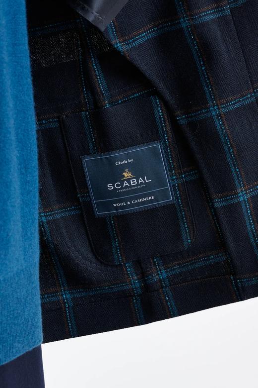 Scabal Escape 羊绒羊毛混织藏蓝色格纹全麻衬单西 商品图6