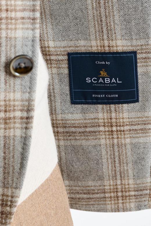 Scabal Escape 澳洲美丽诺羊毛浅灰色格纹全麻衬单西 商品图5