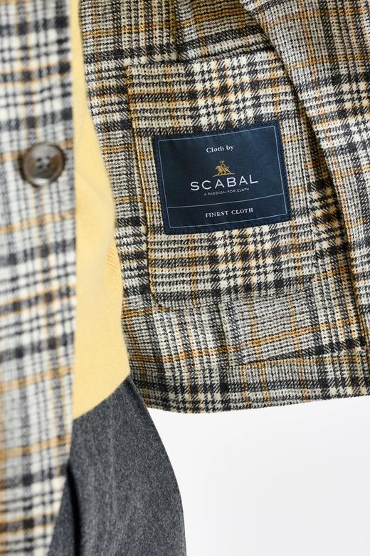 Scabal Escape 澳洲美丽诺羊毛灰色格纹全麻衬单西 商品图7