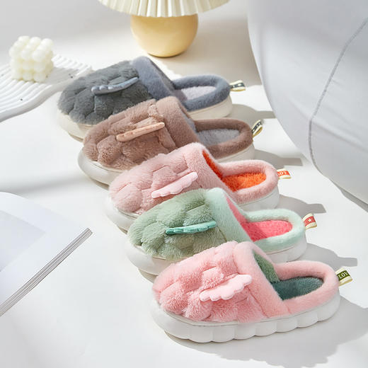 【享受云端的安心舒适】冬季可爱毛绒棉拖鞋卡通室内外穿居家居情侣款保暖舒适加绒月子鞋 商品图3