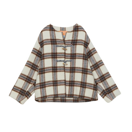 谜底毛呢外套女2024冬季新品学院风圆领牛角扣呢子大衣244MD1473 商品图4