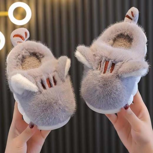 【小猫厚底防滑防摔加绒棉拖鞋】热销卡通儿童软萌可爱宝宝冬季棉鞋 商品图0