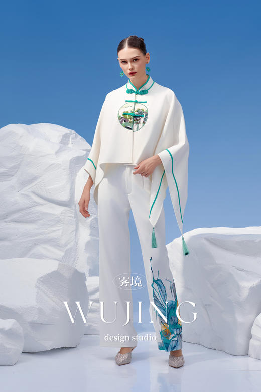 4202098 浑金白玉 加密水晶西装斜纹料裤子 雾境 商品图4