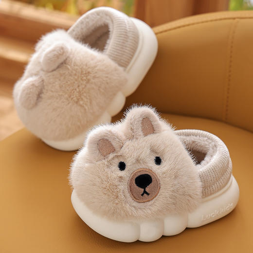 【儿童毛毛防滑包跟棉拖鞋】棉鞋家用室内厚底宝宝男童加绒棉拖鞋冬天 商品图2