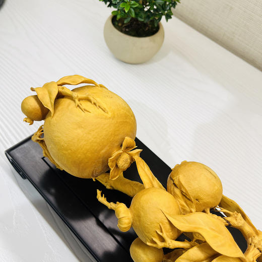 多子多福（喜鹊石榴）如意°黄杨木摆件(不含底座) 商品图4