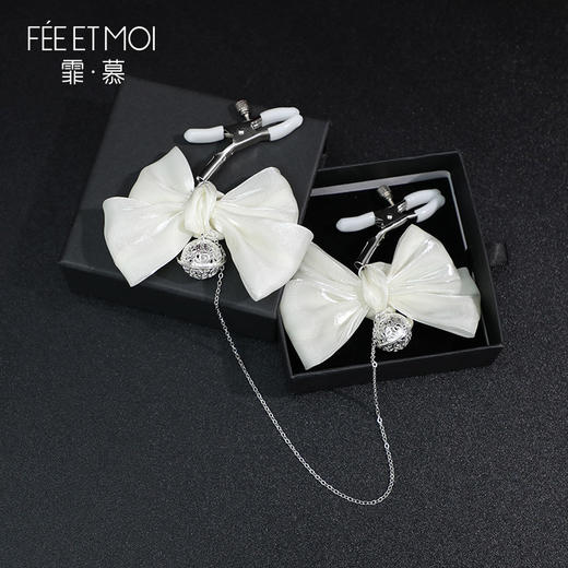 【情趣内衣】霏慕流光蝴蝶结可调节铃铛乳夹7692 商品图3