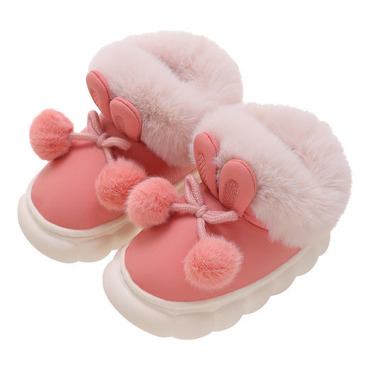 【可爱保暖儿童短靴棉鞋】冬季女童居家PU皮防水室外宝宝小中童棉拖鞋小孩棉靴 商品图4