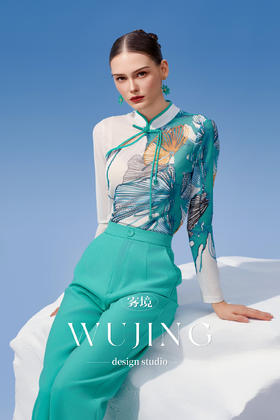 4202095 浑金白玉 定制定位印花上衣 雾境