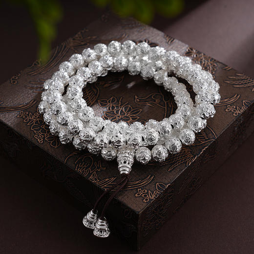 子佩集S990银真言手串【LZZY5】纯银8mm白手链2409 商品图2