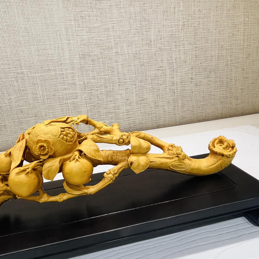 精雕三多如意°黄杨木摆件(不含底座) 商品图1