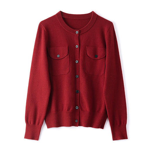 CC-J878灰色短款 羊毛针织开衫女2024春秋新款慵懒风短款小香风毛衣外套 商品图4