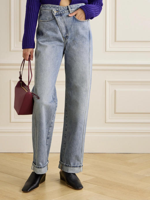 913-3 醒目设计 lew斜腰卷边 宽松阔腿牛仔裤 敲帅 冈山牛仔做旧五金 商品图0