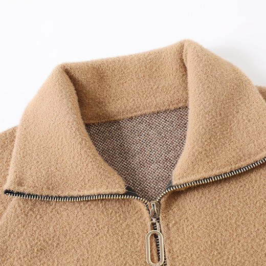 CC-10-5569大码翻领针织开衫短外套女春秋宽松显瘦毛衣拉链洋气小个子上衣女 商品图3