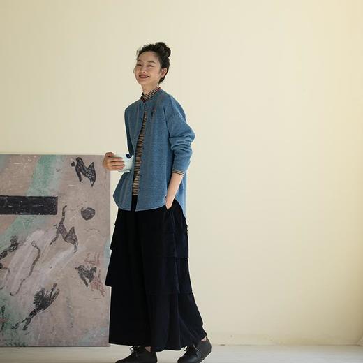 牧衣游原创 手工刺绣棉混纺衬衫女新款*百搭外套上衣 载月 商品图2