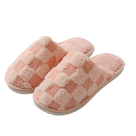 【简约格子居家情侣保暖棉拖鞋】秋冬季毛毛绒居室内地板拖鞋宿舍 商品图4