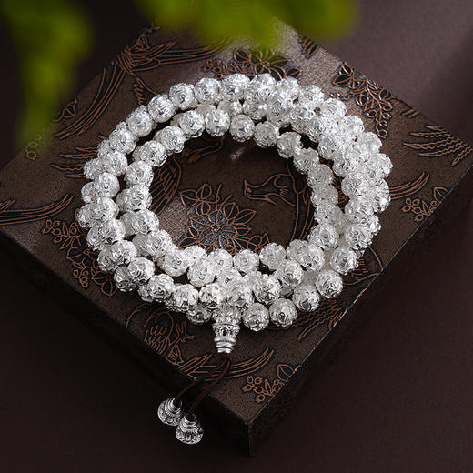 子佩集S990银真言手串【LZZY5】纯银8mm白手链2409 商品图1