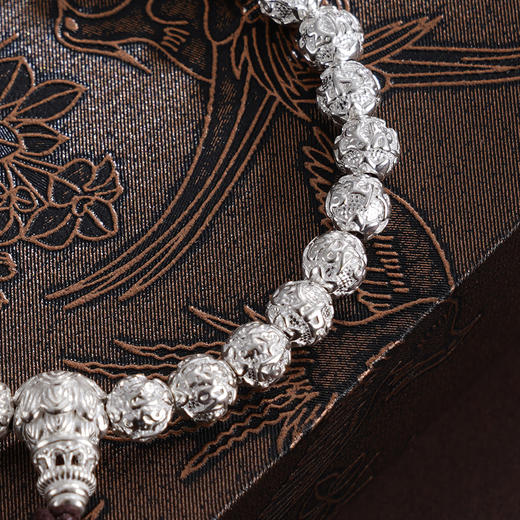 子佩集S990银【六字真言】手串【HC31101】纯银6mm白手链2409 商品图2