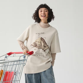 谜底厚款T恤短袖女士2024冬季新品百搭宽松绣花圆领上衣244MT1659