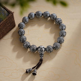 子佩集S999银【梦幻成真】手串【YH08201002-1】纯银仿古12mm手链2409