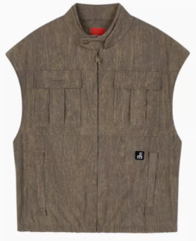 FMACM/MJ2410/褪色做旧水洗王座手绘印花灯芯绒马甲