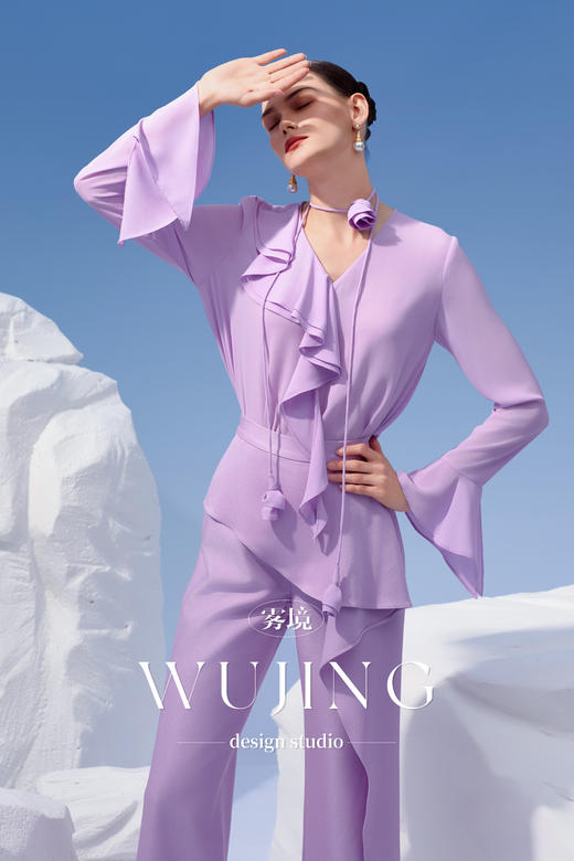 3203013 淡紫静怡 重磅加密摩卡 重磅亮丝醋酸上衣 雾境 商品图5