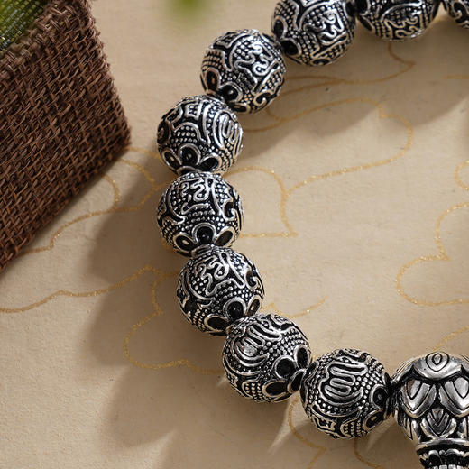 子佩集S999银【梦幻成真】手串【YH08201002-1】纯银仿古12mm手链2409 商品图5