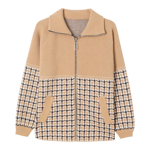 CC-10-5569大码翻领针织开衫短外套女春秋宽松显瘦毛衣拉链洋气小个子上衣女 商品图4