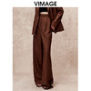 VIMAGE纬漫纪冬季新款垂坠舒适拖地阔腿高腰休闲通勤时尚西装裤V2205812 商品缩略图0