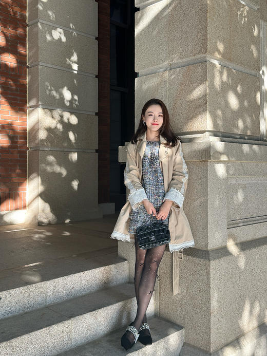 DUO智仙生 黑标 华丽洛可可法式混搭蕾丝花边慵懒浪漫zhong工风衣 商品图4