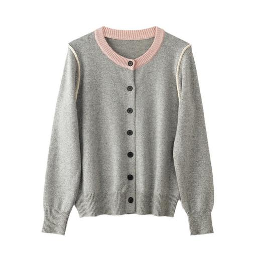 CC-J865秋装新款时髦插肩袖显瘦针织开衫休闲短款拼色小个子上衣女厚 商品图4