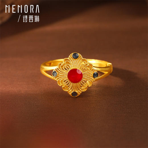 【按克计价黄金2】足金花丝项链 黄金中国风耳饰戒指送妈妈女士礼物MEMORA诗普琳GEE03801（线上专供） 商品图5