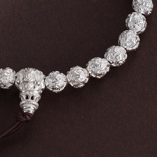 子佩集S990银【六字真言】手串【HC31101】纯银6mm白手链2409 商品图5