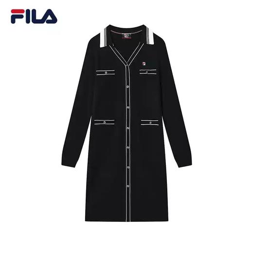 3件4折【自营】FILA/斐乐  斐乐女子编织连衣裙2023春V领时尚优雅休闲通勤长裙 F11W311308FNV 商品图0