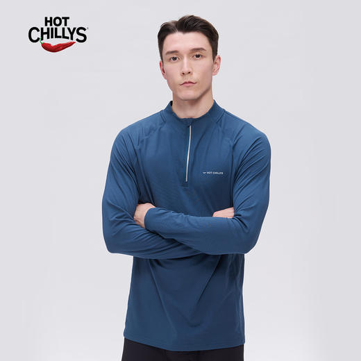hotchillys热椒桃皮男士拉领速干上衣透气*户外徒步长袖T恤5625 商品图0
