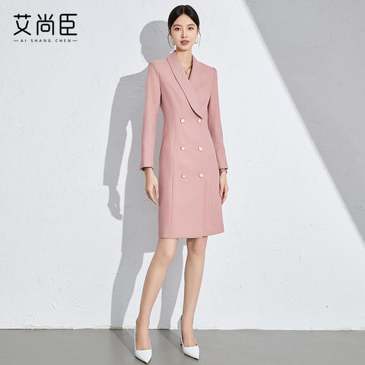 艾尚臣粉色高级感主持人西装裙连衣裙女面试正装艺考年会礼服女装 商品图8