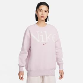 Nike/耐克卫衣女秋新款运动休闲印花宽松圆领薄绒套头衫FN3655-019