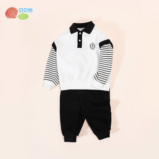 贝贝怡男童套装秋装2024儿童撞色运动休闲卫衣两件套春秋中大童衣服ZB3DT019 商品图6