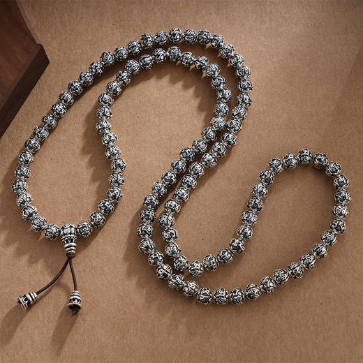 子佩集S990银真言手串【LZZY5】纯银仿古8mm黑手链2409 商品图3