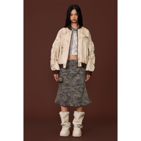 GOODBAI GOODEES漫画封面女孩图案印花做旧夹棉夹克