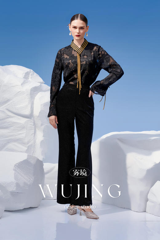 4202090 古潼怀金 高级雪纺立体花烧花工艺料上衣 雾境 商品图4