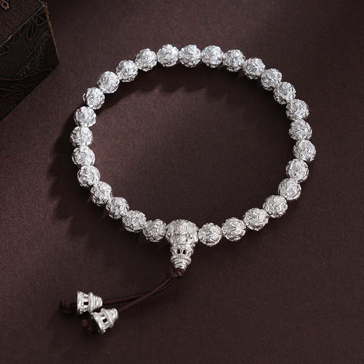 子佩集S990银【六字真言】手串【HC31101】纯银6mm白手链2409 商品图3