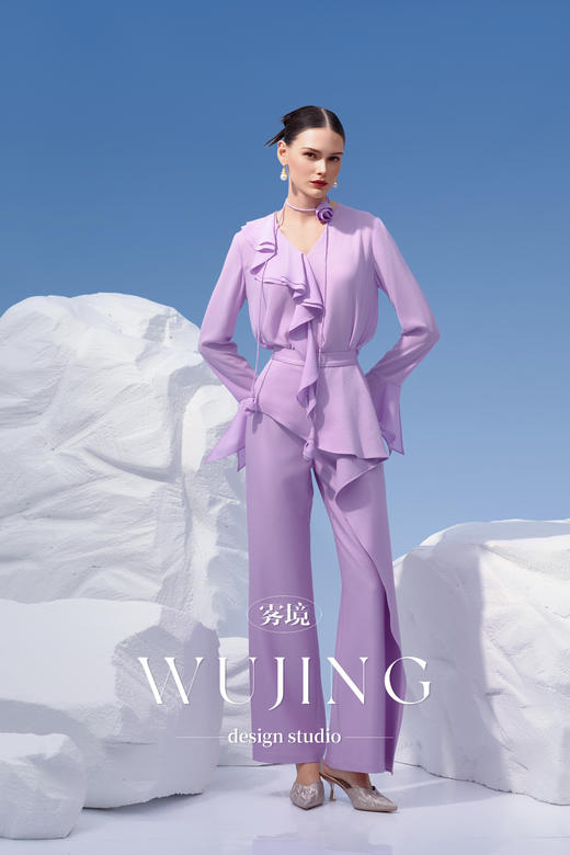 3203013 淡紫静怡 重磅加密摩卡 重磅亮丝醋酸上衣 雾境 商品图4