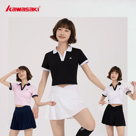 川崎 女款 翻领短袖 T 恤 K1C02-B2996 商品图1