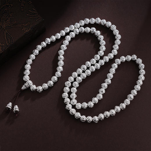 子佩集S990银真言手串【LZZY5】纯银8mm白手链2409 商品图4