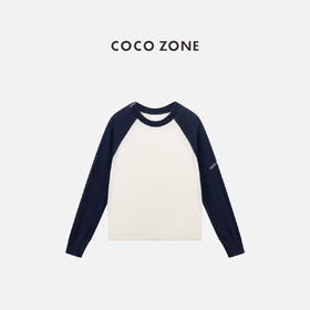 COCO ZONE 时尚拼色长袖针织衫百搭显瘦圆领上衣CC1C1639