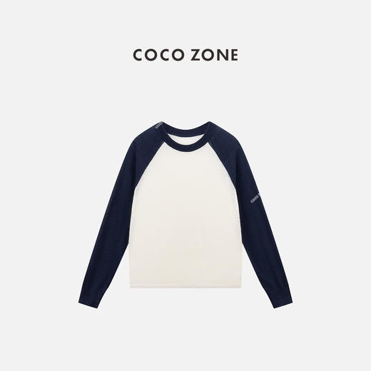 COCO ZONE 时尚拼色长袖针织衫百搭显瘦圆领上衣CC1C1639 商品图0