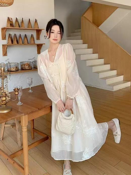 中秋大力度清仓~（不支持退）（套装）25081新中式国风高级感法式复古吊带裙子套装-喜出 商品图2