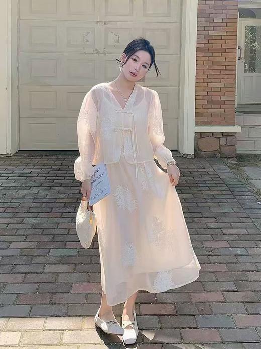 中秋大力度清仓~（不支持退）（套装）25081新中式国风高级感法式复古吊带裙子套装-喜出 商品图4