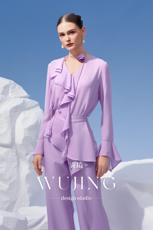 3203013 淡紫静怡 重磅加密摩卡 重磅亮丝醋酸上衣 雾境 商品图0